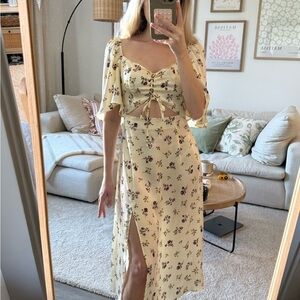 Zara Yellow Floral Midi Dress
